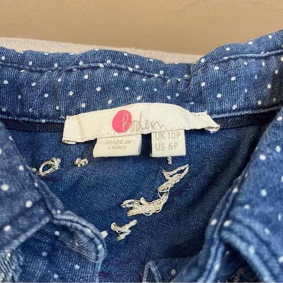 Boden Blue Long Sleeve Notched Collar Shirt Dress - Picture 12 of 14